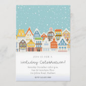 Vakantie Herdenking Kleurrijk Huis Snowy Christmas Kaart (Voorkant)