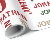 Vakantie Herhalende Naam Gepersonaliseerd Cadeaupapier (Rol Hoek)