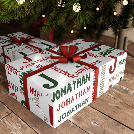 Vakantie Herhalende Naam Gepersonaliseerd Cadeaupapier