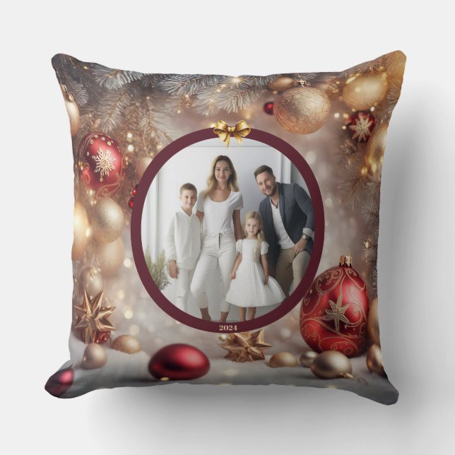 Vakantie herinneringen vastleggen Aangepaste kerst Kussen (Voorkant)