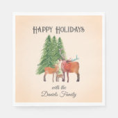 Vakantie Herten in de sneeuw Gepersonaliseerd Servet (Voorkant)
