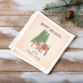 Vakantie Herten in de sneeuw Gepersonaliseerd Servet