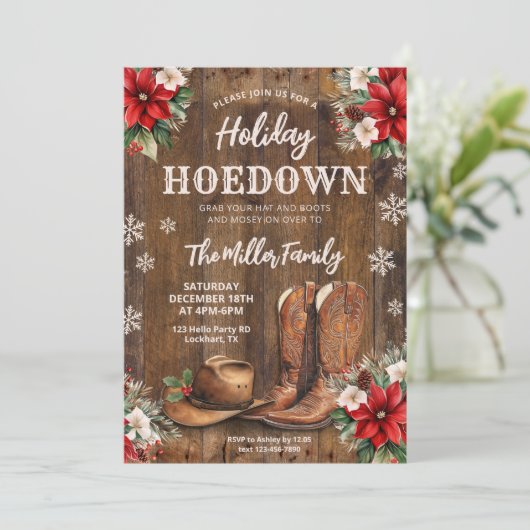 Vakantie Hoedown, Western kerstfeest, Cowboy Kaart (Staand voorkant)