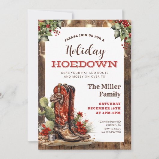 Vakantie Hoedown Western Kerstfeest Cowboy Kaart (Voorkant)