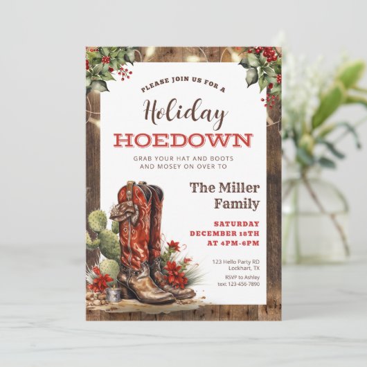 Vakantie Hoedown Western Kerstfeest Cowboy Kaart (Staand voorkant)