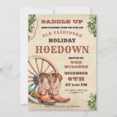Vakantie Hoedown, Westerne Uitnodiging, Kerst Cowb Kaart (Voorkant)