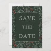 Vakantie Holly Berry Greenery Faux Vellum Foto Save The Date (Voorkant)