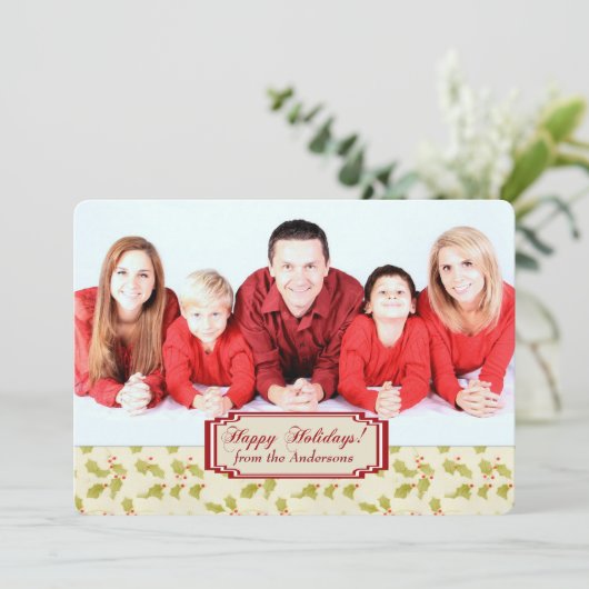 Vakantie Holly Border Sjabloon Kerst (Staand voorkant)