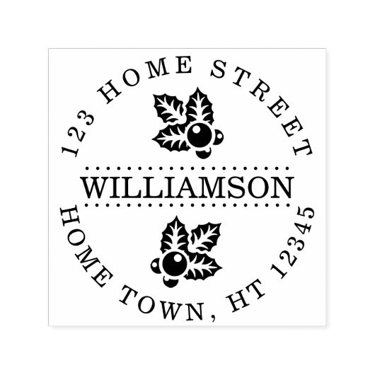 Vakantie Holly Circulaire Familienaam Retouradres Zelfinktende Stempel (Design)