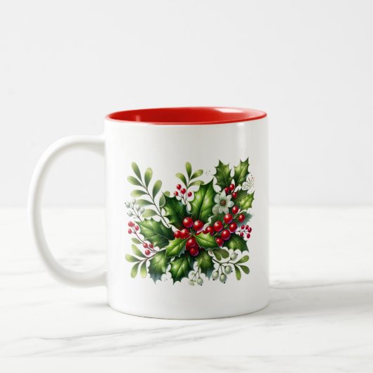 Vakantie Holly Coffee Mok (Links)