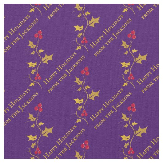 Vakantie holly en bessen grafisch aangepaste beric stof (Close Up)