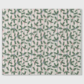 Vakantie Holly en Stripe Retro Cadeaupapier (Vlak)