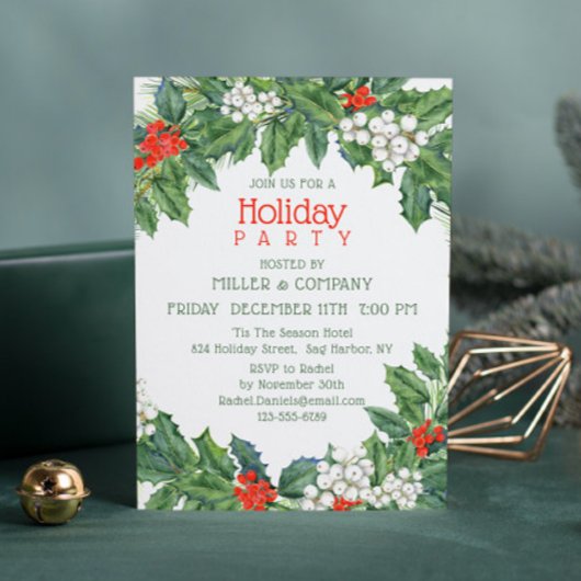 Vakantie Holly Floral Corporate Kerstfeest Kaart