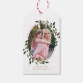 Vakantie Holly Foto Gift Labels Cadeaulabel (Voorkant)