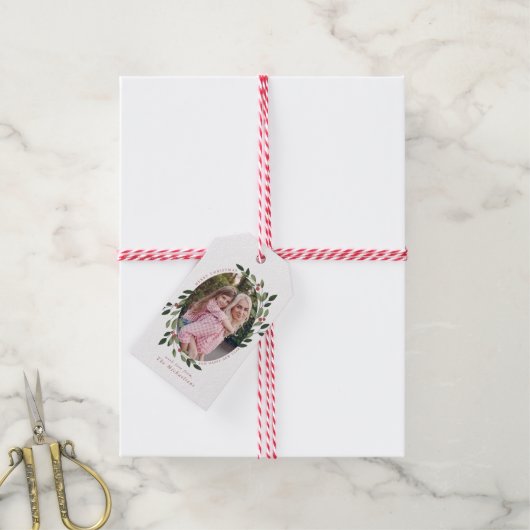 Vakantie Holly Foto Gift Labels Cadeaulabel (Met Touw)