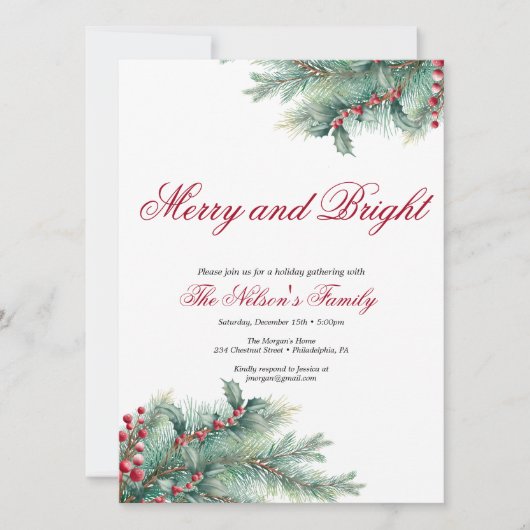 Vakantie Holly Kerstfeest Feestdagenkaart (Voorkant)