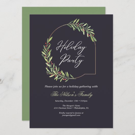 Vakantie Holly Kerstfeest Feestdagenkaart (Voorkant / Achterkant)