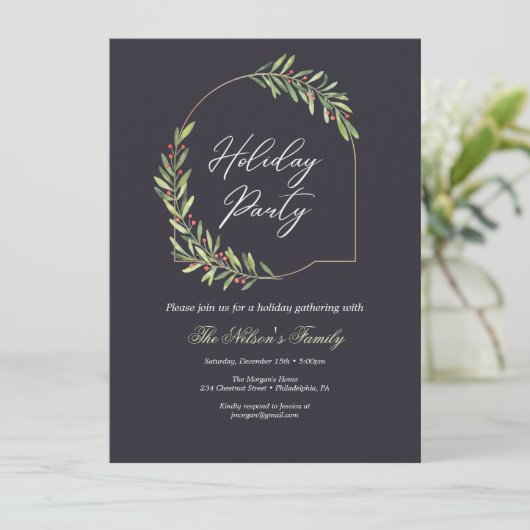 Vakantie Holly Kerstfeest Feestdagenkaart (Staand voorkant)