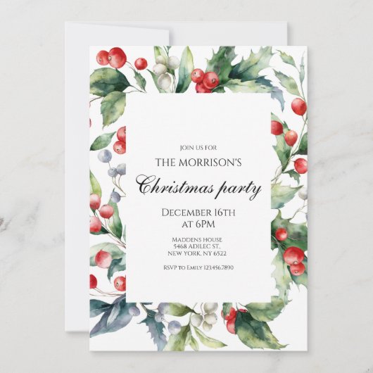 Vakantie Holly Kerstfeest Kaart (Voorkant)