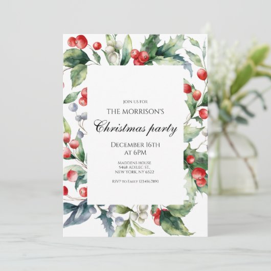 Vakantie Holly Kerstfeest Kaart (Staand voorkant)