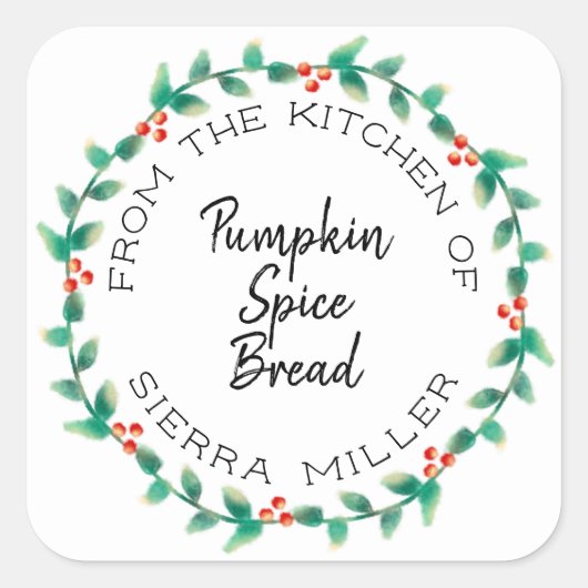 Vakantie Holly krans keuken trakteert cadeau label (Voorkant)