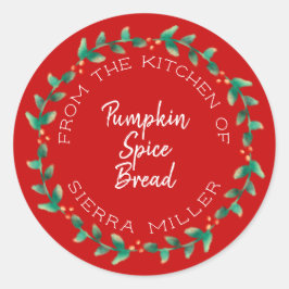 Vakantie Holly krans keuken trakteert cadeau rood Ronde Sticker