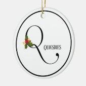 Vakantie Holly Monogram Letter Q gepersonaliseerd Keramisch Ornament (Links)