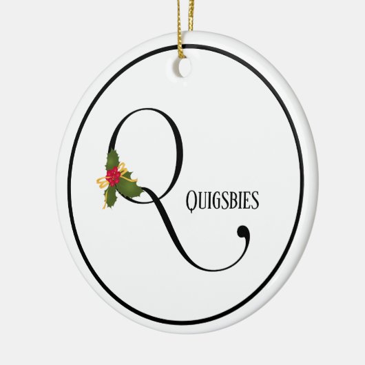 Vakantie Holly Monogram Letter Q gepersonaliseerd Keramisch Ornament (Links)