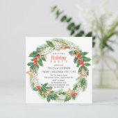 Vakantie Holly Wreath Corporate Kerstfeest Kaart (Staand voorkant)