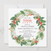 Vakantie Holly Wreath Corporate Kerstfeest Kaart (Voorkant)