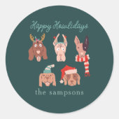 Vakantie Honden Happy Holidays Ronde Sticker (Voorkant)