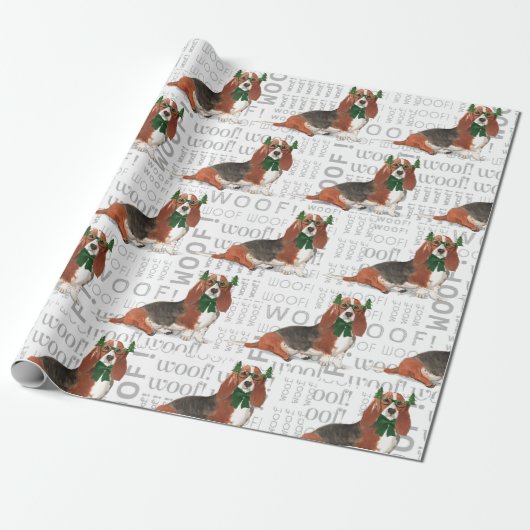 Vakantie Hondenliefhebber Basset Hound Kerstmis Cadeaupapier (Uitgerold)