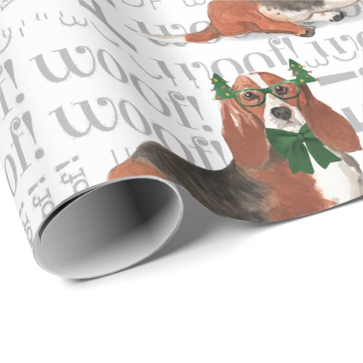 Vakantie Hondenliefhebber Basset Hound Kerstmis Cadeaupapier (Rol Hoek)