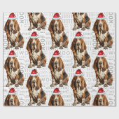 Vakantie Hondenliefhebber Basset Hound Kerstmis Cadeaupapier (Vlak)