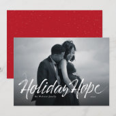 Vakantie Hoop modern script foto kerstkaart (Voorkant / Achterkant)