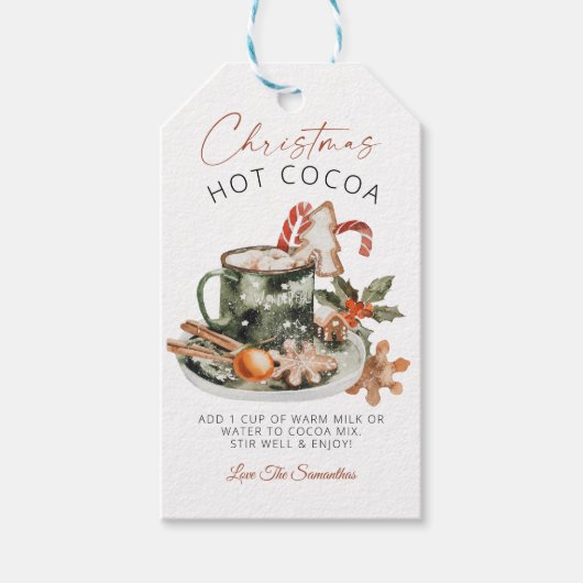 Vakantie Hot Cocoa Gift Label Cadeaulabel (Voorkant)