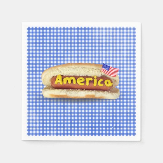 Vakantie hotdog op gingham servetten (Voorkant)