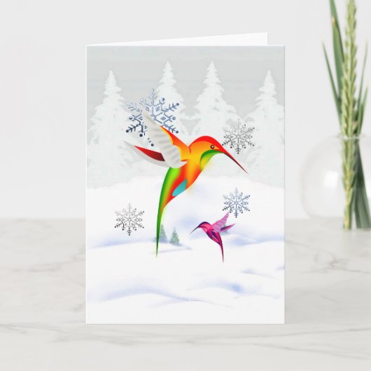 Vakantie Hummingbird Christmas Kaart (Voorkant)