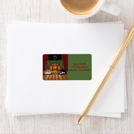 Vakantie Huskies bij de open haard Adresetiketten Etiket (Insitu)