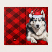 Vakantie Husky Dog Red Buffalo Plaid Kerstmis Kaart (Buitenkant ongevouwen)