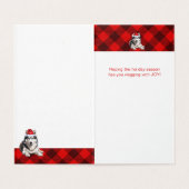 Vakantie Husky Dog Red Buffalo Plaid Kerstmis Kaart (Binnenkant ongevouwen)