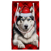 Vakantie Husky Dog Red Buffalo Plaid Kerstmis Klein Cadeauzakje (Voorkant)