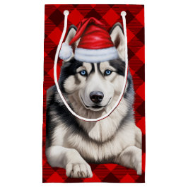 Vakantie Husky Dog Red Buffalo Plaid Kerstmis Klein Cadeauzakje