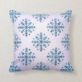 Vakantie - Ice Blue Snowflakes Iridescent Faux Foi Kussen