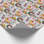 Vakantie Icons Santa Sleigh Feestelijke Kerstcadea Cadeaupapier (Hoek)