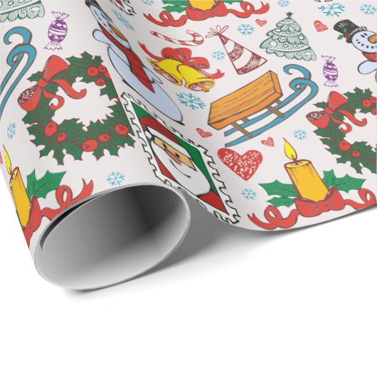 Vakantie Icons Santa Sleigh Feestelijke Kerstcadea Cadeaupapier (Rol Hoek)