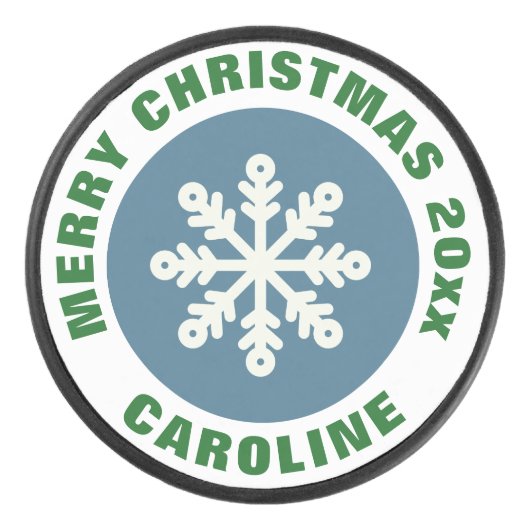 Vakantie IJshockey Puck / Kerstmis Sneeuwvlok (Voorkant)