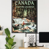 Vakantie in Canada Oude Reisposter Poster (Thuiskantoor)