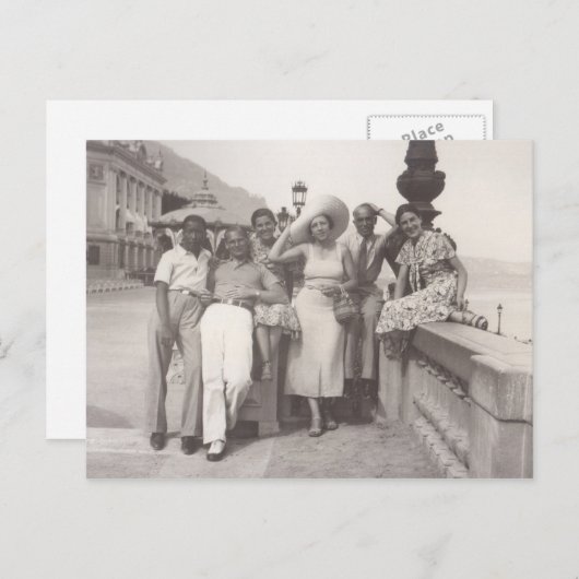 Vakantie in Cannes, Frankrijk, jaren dertig Feestdagenkaart (Voorkant / Achterkant)