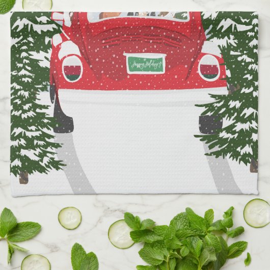 Vakantie in de auto theedoek (Gevouwen)